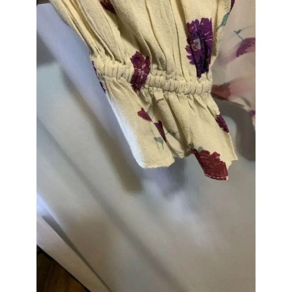 NEW FREE PEOPLE Sz S POPPY PRINTED BODYSUIT IN IVORY‎ COMBO